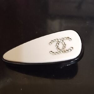 Monochrome Hair Clip with Rhinestone CC Logo